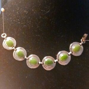 Jade and Silver Bracelet